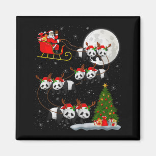 Panda Weihnachtsmann Schlitten Fliegend Lustig Mag Magnet