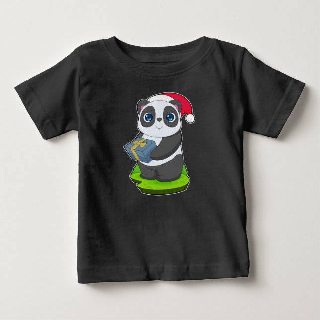 Panda Weihnachtspaket Baby T-shirt (Vorderseite)
