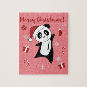 Panda Weihnachtsschnee Wintertiere Pandas Jigsaw