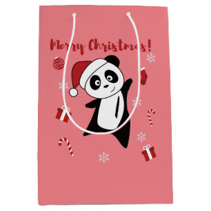 Panda Weihnachtsschnee Wintertiere Pandas Medium Mittlere Geschenktüte