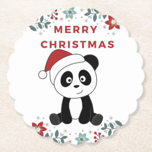 Panda Weihnachtsschnee Wintertiere Pandas Papier C Untersetzer