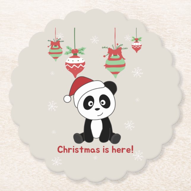 Panda Weihnachtsschnee Wintertiere Pandas Papier C Untersetzer (Vorderseite)