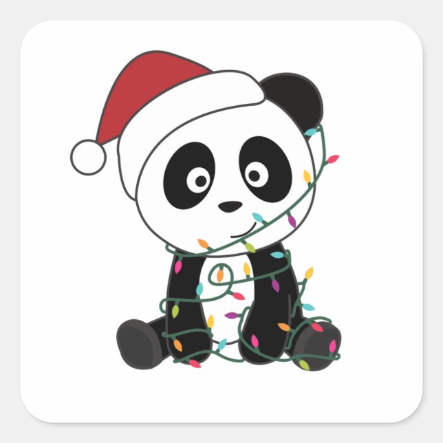 Panda Weihnachtsschnee Wintertiere Pandas Quadratischer Aufkleber (Vorderseite)