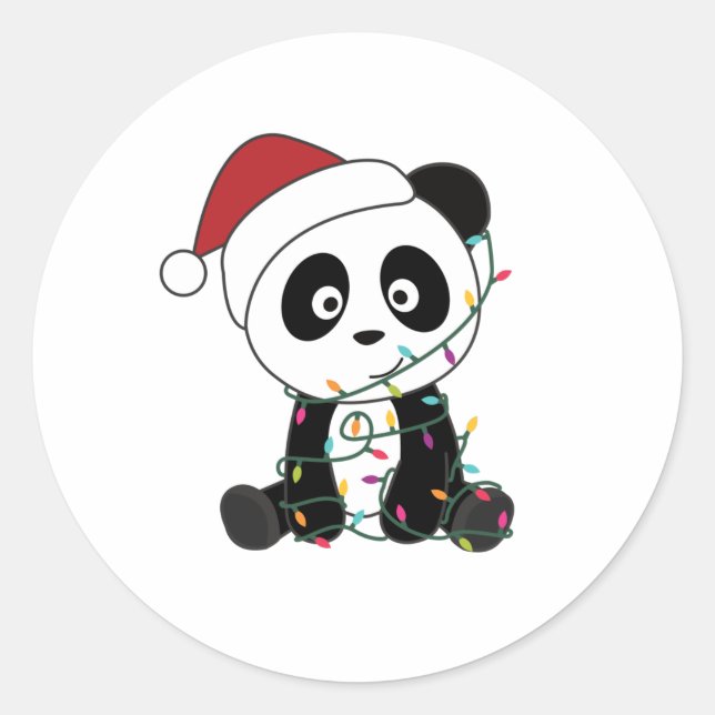 Panda Weihnachtsschnee Wintertiere Pandas Runder Aufkleber (Vorderseite)