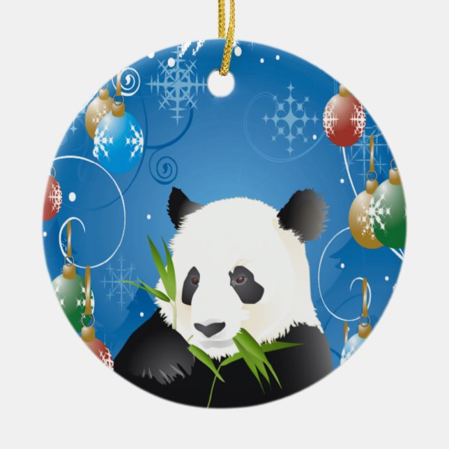 PANDA-WEIHNACHTSverzierung Keramik Ornament (Vorne)