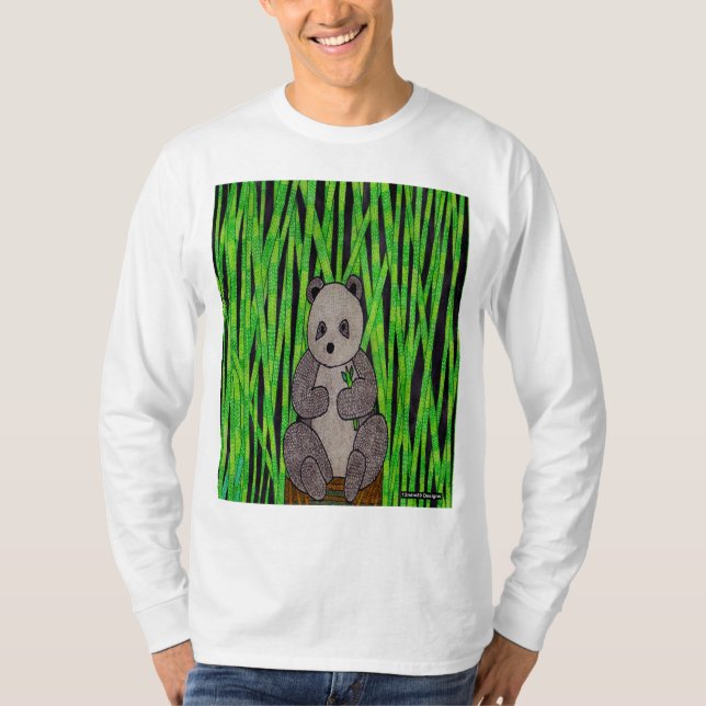 Panda (weiß) - Shirt für Männer mit langem Schlaf (Vorderseite)