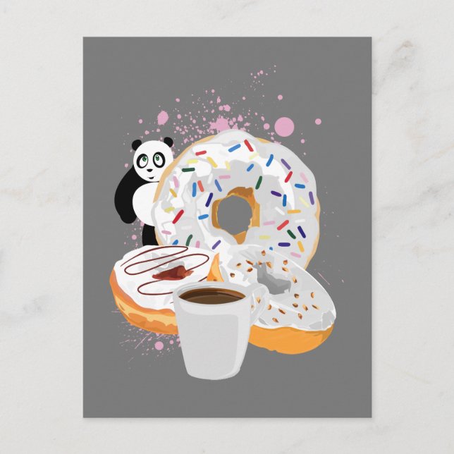 Panda & White Donuts Postkarte (Vorderseite)