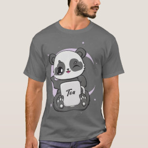 Panda With Boba Bubble Milk Tea Anime Kawaii Bear  T-Shirt