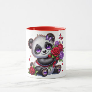 Panda with flower mug tasse