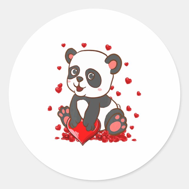 Panda With Hearts Valentines Day Women And Girls  Runder Aufkleber (Vorderseite)