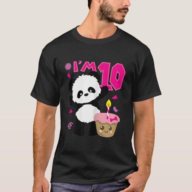 Panda With Kawaii Cake 10 Py T-Shirt (Vorderseite)
