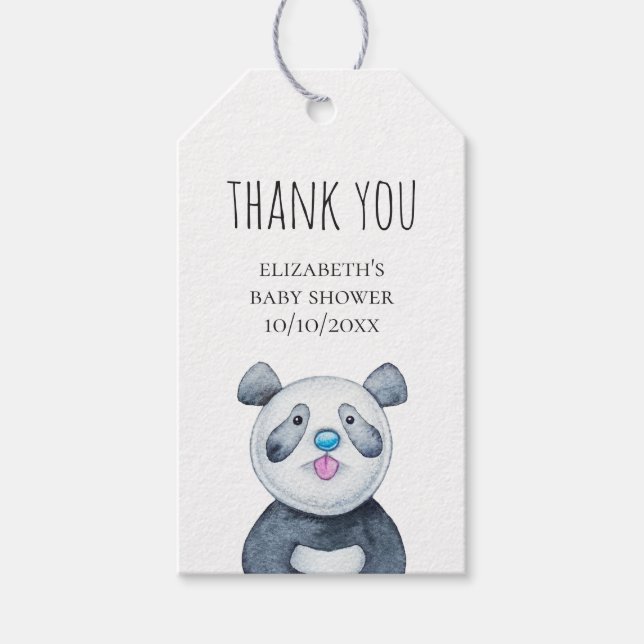 Panda. Witziges süße Tier. Babydusche danke Geschenkanhänger (Vorderseite)
