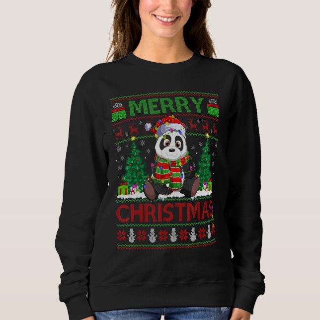 Panda   Xmas Tree Lights Ugly Santa Panda Christma Sweatshirt (Vorderseite)