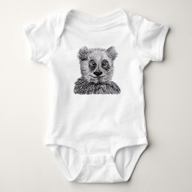 Panda zeichnend Baby Jersey Bodysuit Baby Strampler (Vorderseite)