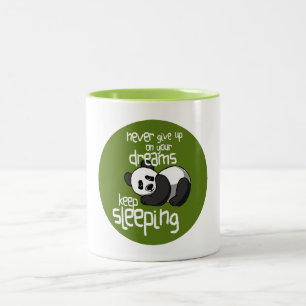 Panda zitat Sleeping dreams nevve give up humou Zweifarbige Tasse