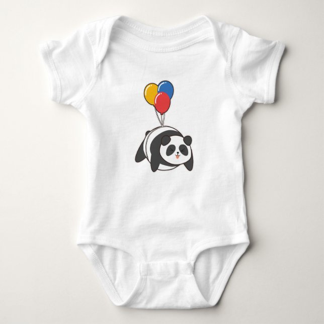 Panda zum Geburtstag mit Ballon Baby Strampler (Vorderseite)