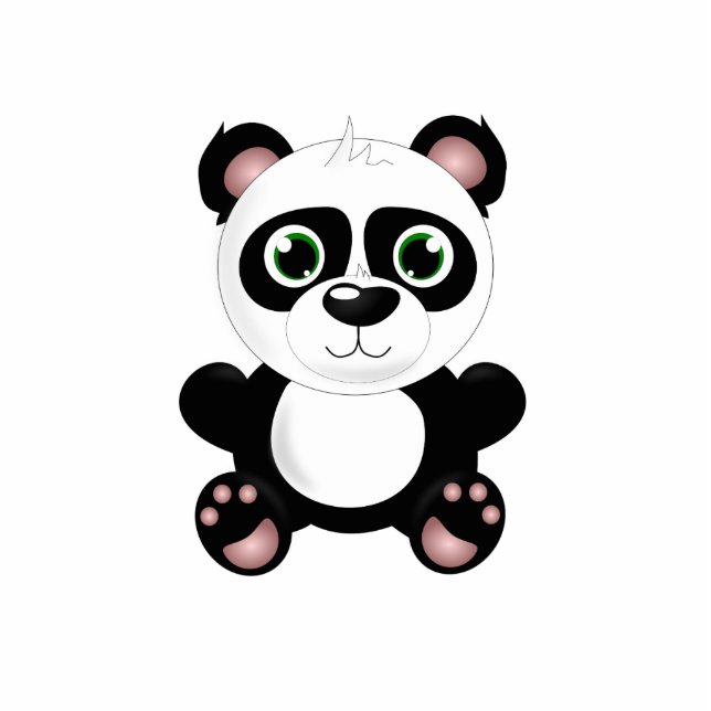 Pandabärn-Cartoon Fotoskulptur Schlüsselanhänger (Vorne)