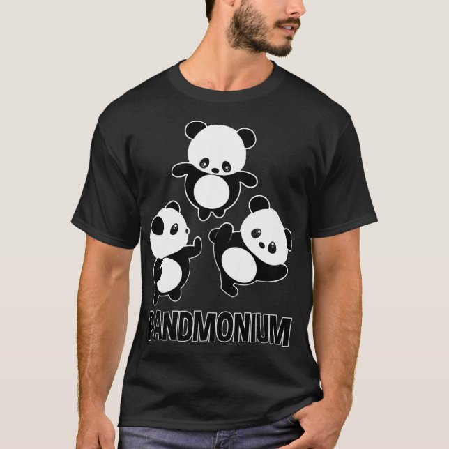 Pandamonium TShirt Funny Panda Bear Pun T-Shirt (Vorderseite)