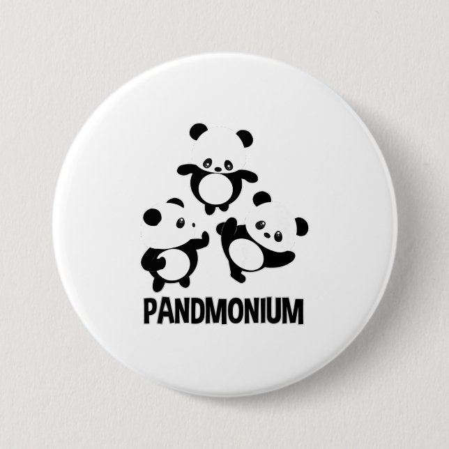 Pandamonium TShirt Funny Panda Bear Pun T-Shirt Button (Vorderseite)