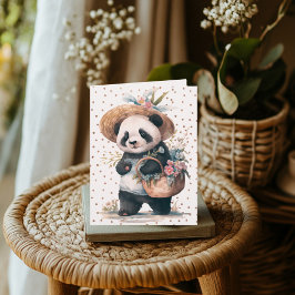 Pandas Abenteuer mit Blumen Karte