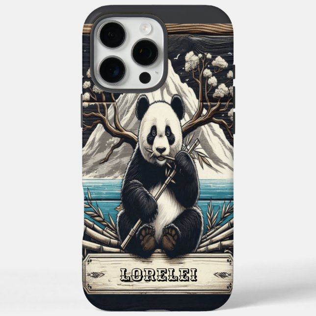 Panda's abgeschiedene Perch: Bambus stellt sich zu iPhone 16 Pro Max Hülle (Rückseite)