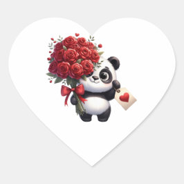 Panda's Dankeschön - Herz-Aufkleber