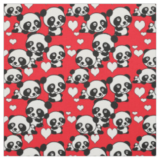 Pandas et coeurs Tissu de la Saint-Valentin