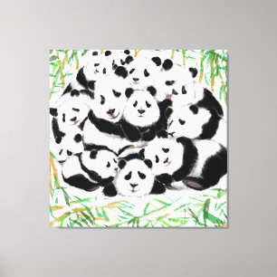 Pandas Family Canvas Print - Malerei Leinwanddruck