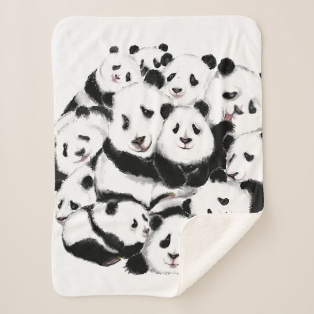 Pandas Family Sherpa Blanket Sherpadecke (Vorderseite)