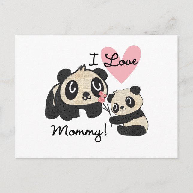 Pandas I Liebe Mommy Postkarte (Vorderseite)