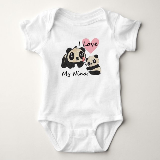 Pandas I Liebe My Nina Baby Bodysuit Strampler (Vorderseite)