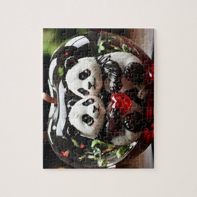 Pandas im Glasherz (Vertikal)