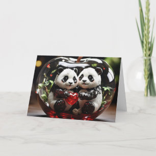 Pandas im Glasherz Karte