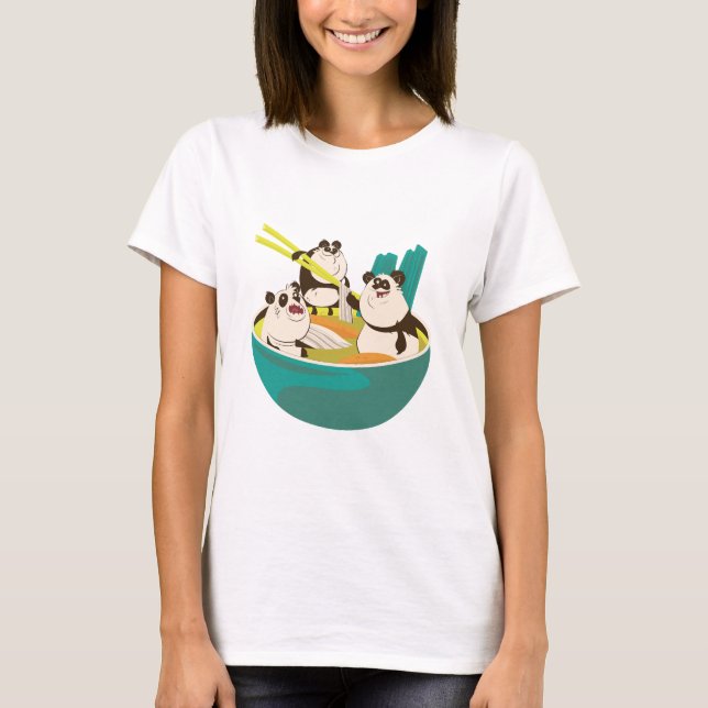 Pandas in Ramen T-Shirt (Vorderseite)
