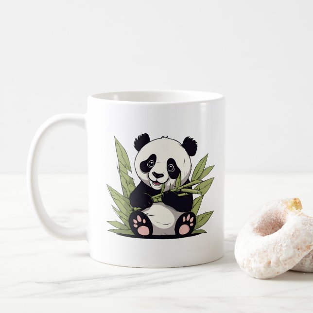 Pandas isst Bamboo Kaffeetasse (Mit Donut)
