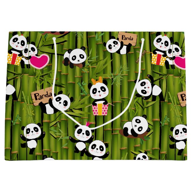 Panda's Muster 2 Große Geschenktüte (Vorderseite)