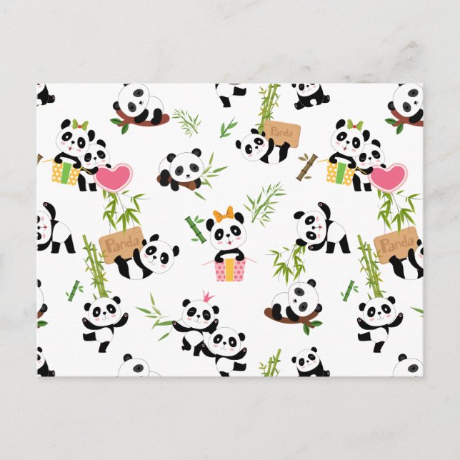 Pandas Muster Postkarte (Vorderseite)