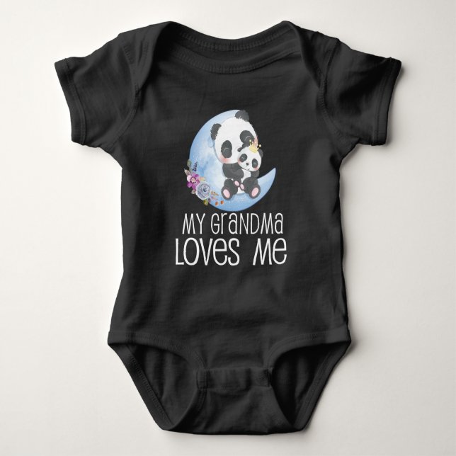Pandas on Moon 🐼 Meine Oma Lieben Baby Strampler (Vorderseite)