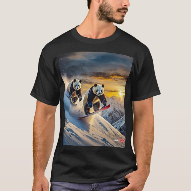 Pandas on Snowboards Design von Rich AMeN Gill T-Shirt (Vorderseite)
