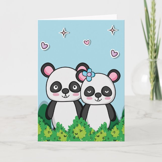 Pandas-Paar Karte (Vorderseite)