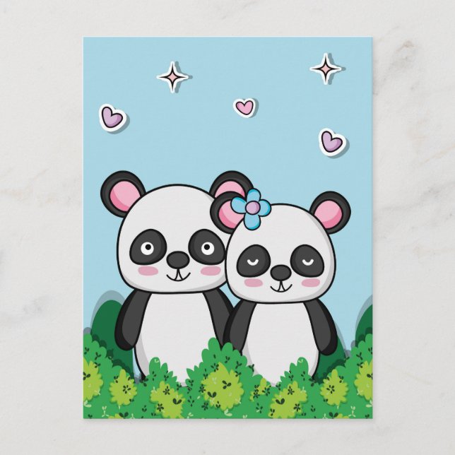 Pandas-Paar Postkarte (Vorderseite)