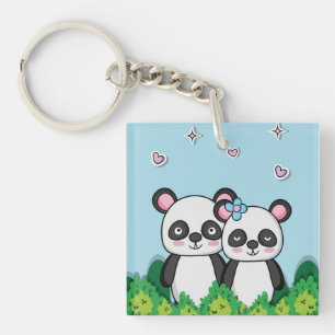 Pandas-Paar Schlüsselanhänger
