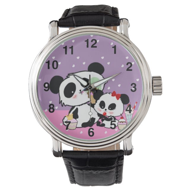 Pandas "Panda Bären" "Panda bear baby" "kawaii pan Armbanduhr (Vorderseite)