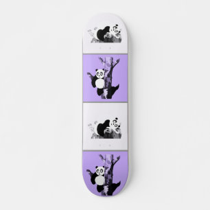 Pandas Schachbrett - Lila Skateboard