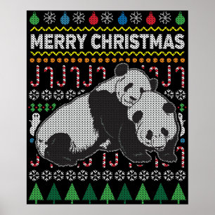 Pandas Ugly Christmas Sweater Wildlife Series Poster