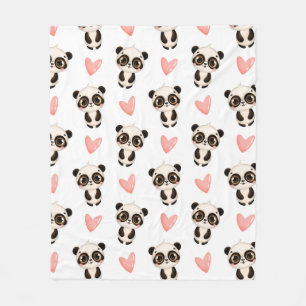 Pandas und Herz Fleecedecke