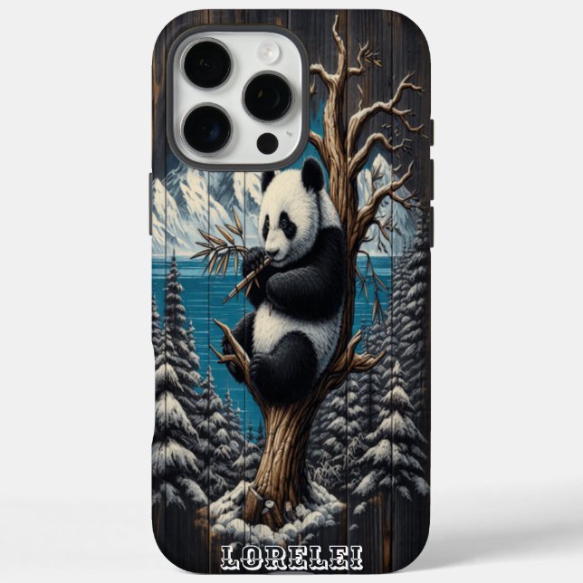 Panda's waldreiche Perch: Bambus stellt sich zurüc iPhone 16 Pro Max Hülle (Rückseite)
