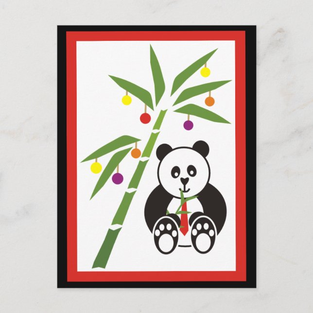 Panda's Weihnachtsessen! Feiertagspostkarte (Vorderseite)