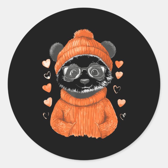 Pandas With Hearts Love Valentine's Day Women Hear Runder Aufkleber (Vorderseite)