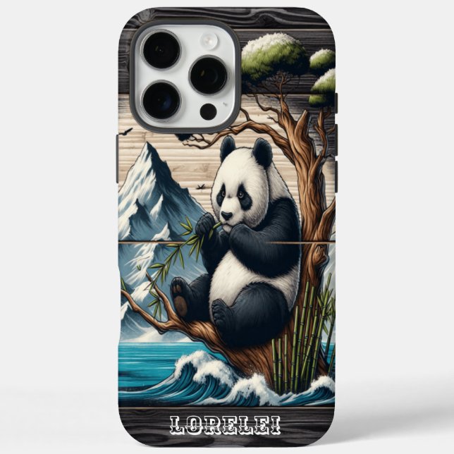 Panda's Wooded Nook: Bamboo Snack iPhone 16 Pro Max Hülle (Rückseite)